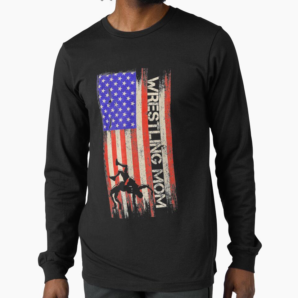 Vintage Usa American Flag Wrestling Mom Wrestler Silhouette by maudean