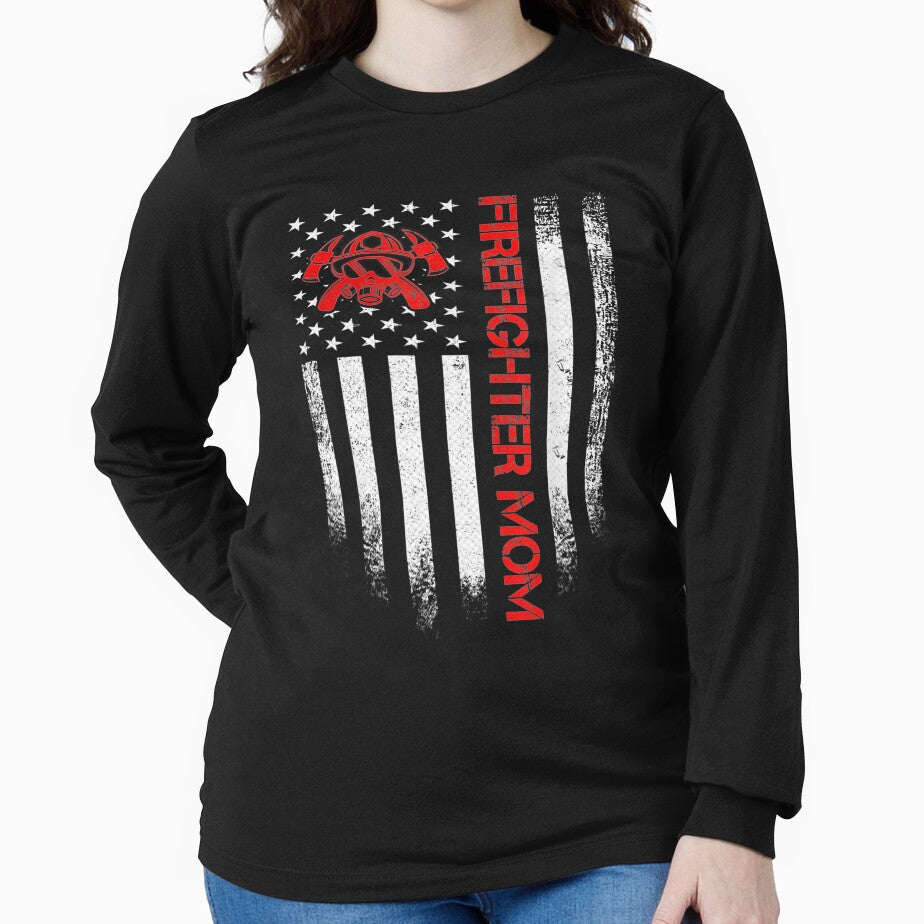 Vintage Usa American Flag Firefighter Mom Silhouette Funny Gift by venitamara