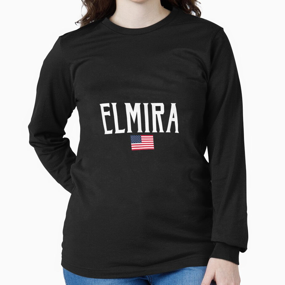 Elmira Ny American Flag Vintage White Text by 77tara