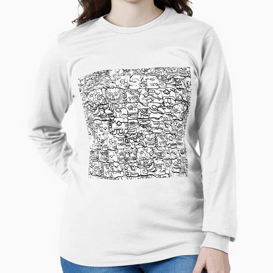 Mayan hieroglyphs - Black & White by AxeLeon Patterns