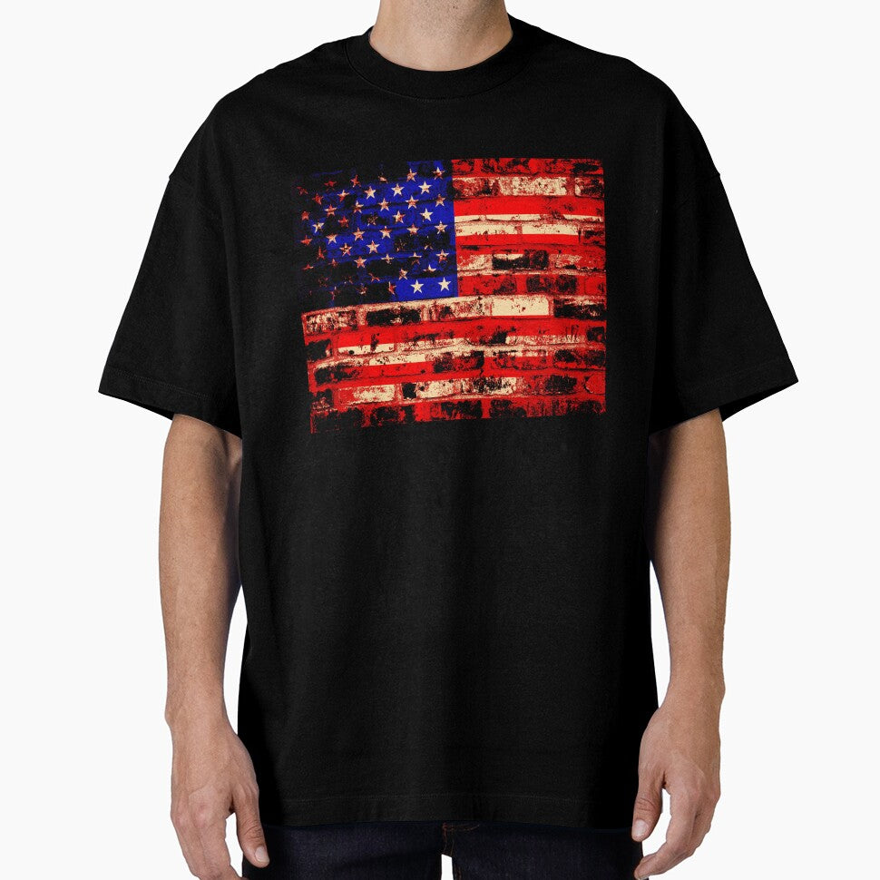 American Flag On Old Brick Wall by enhan