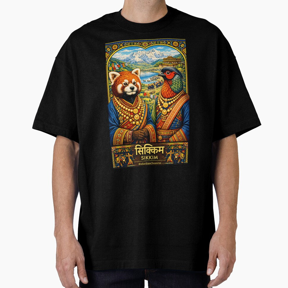 Sikkim T-Shirt | Heritage Red Panda & Blood Pheasant Art | IndianStateChronicles by freezed-frames