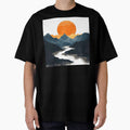 Boho Abstract Landscape: Mountain Sunset Modern Contemporary Art by DEC02