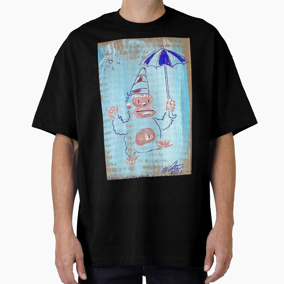 Umbrella Clown on Blue by Walter Moore