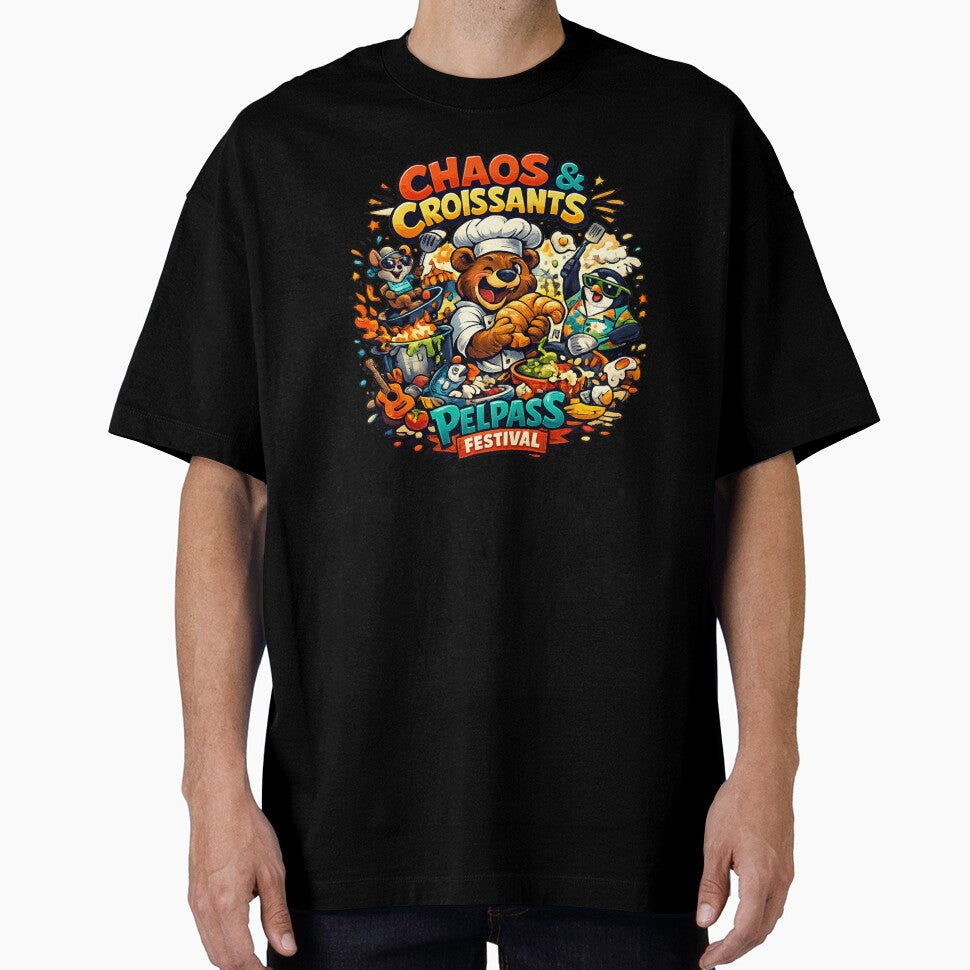 Chaos & Croissants Delpass Festival T-Shirt – Funny French Food Festival Bear Chef Design by Sushikidsntod