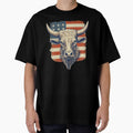 Patriotic Longhorn Bull with American Flag on Back by Dreamakerstudio