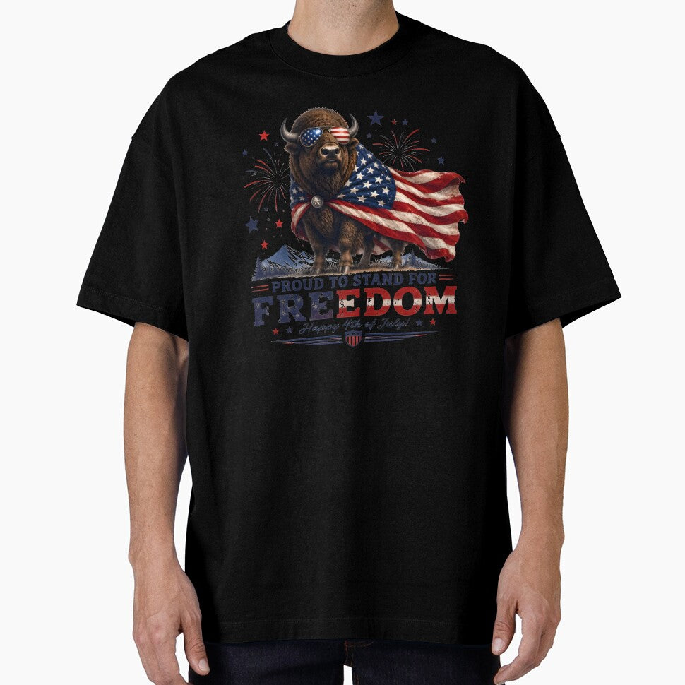 Proud To Stand For Freedom – Patriotic American Bison by Bettybee00