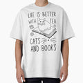 Funny Life Is Better With Tea Cats And Books by Alfaashoop