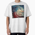 beach wave patriotic american flag print by dcrc