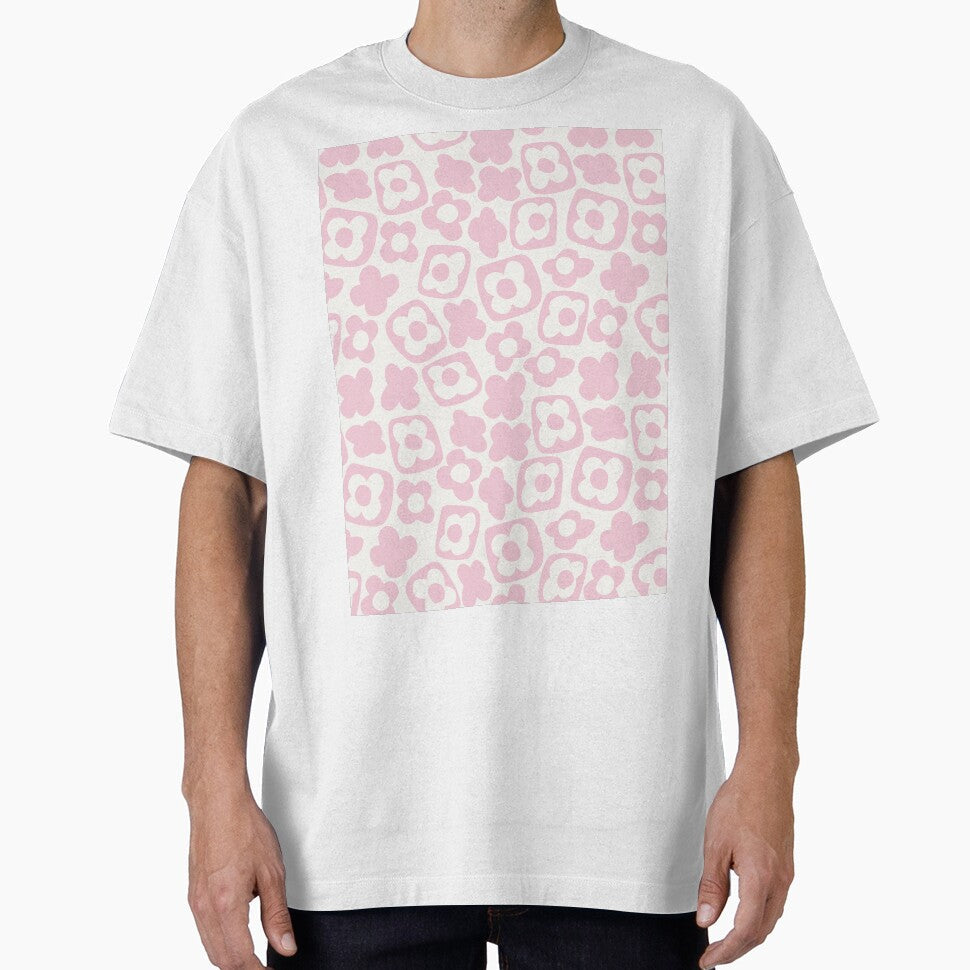 BOHO BOXY MODERN FLOWER PATTERN PASTEL PINK by blomastudios