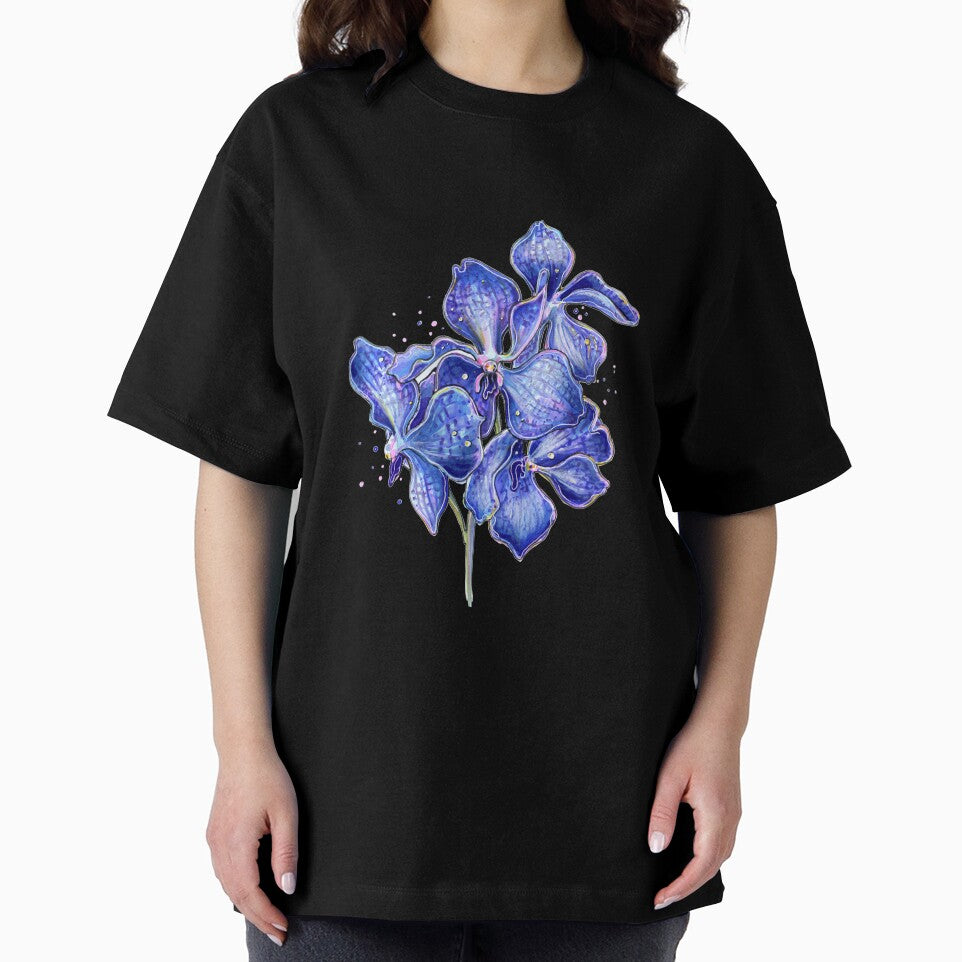 Flower deep blue orchid vanda illustration by InessArt