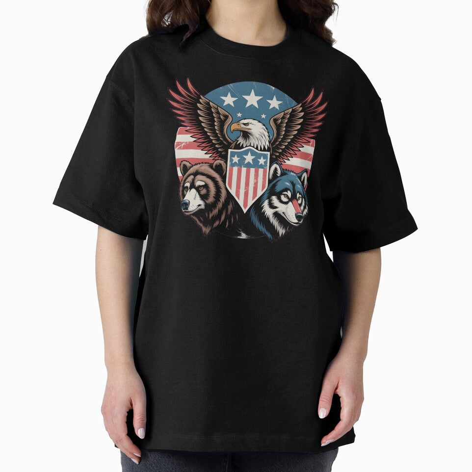 Eagle Bear Wolf Vintage America Patriotic Wildlife Art by Fitswear