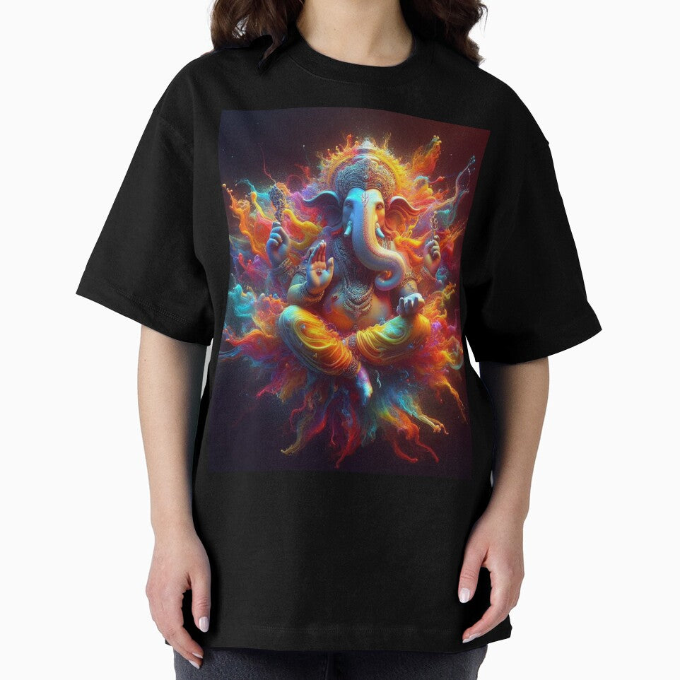Ganesha pop art black background Holi festival by Toms Tee