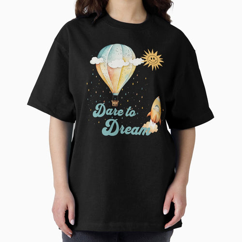 "Dare to Dream" Hot Air Balloon and Rocket Illustration by DaiInMetropolis
