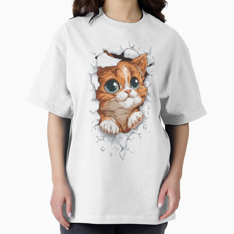 Cute Ginger Kitten Breaking Through Paper by Moody Vibes Studio