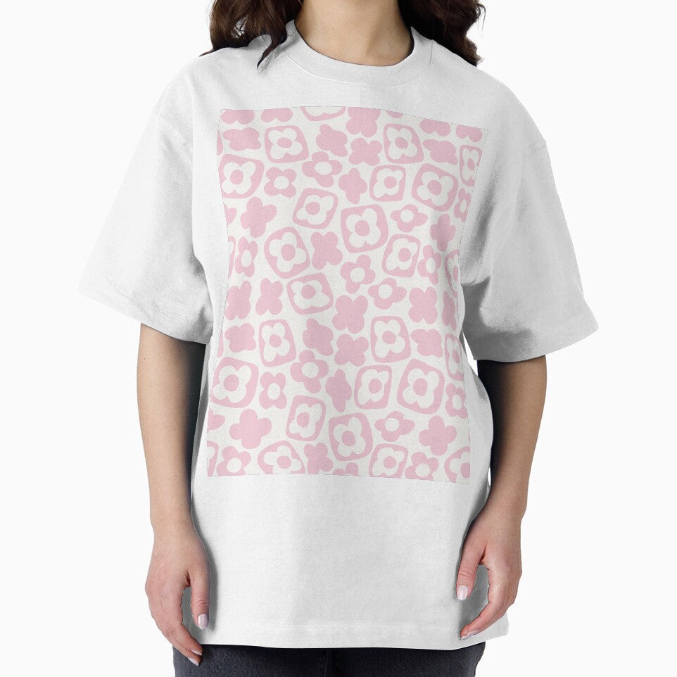 BOHO BOXY MODERN FLOWER PATTERN PASTEL PINK by blomastudios