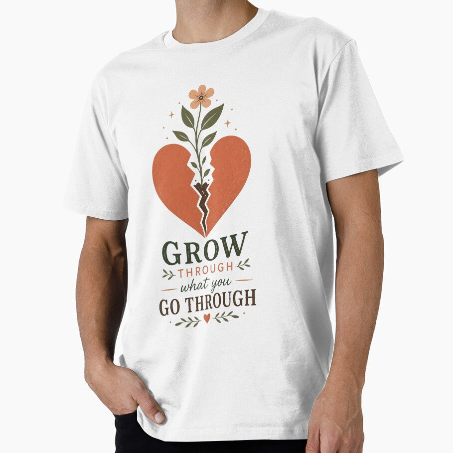 Grow Through What You Go Through Minimal Design | Healing Aesthetic Art | Emotional Growth Illustration by Inner Flame Studio