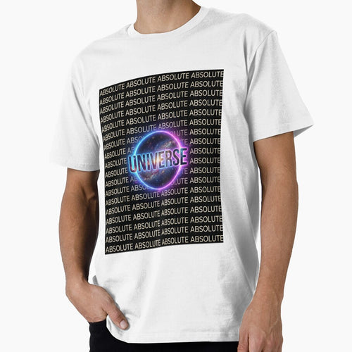 Absolute Universe Cosmic Typography – Repeating Text Pattern with Glowing Galaxy Core by ArtsyExplorer