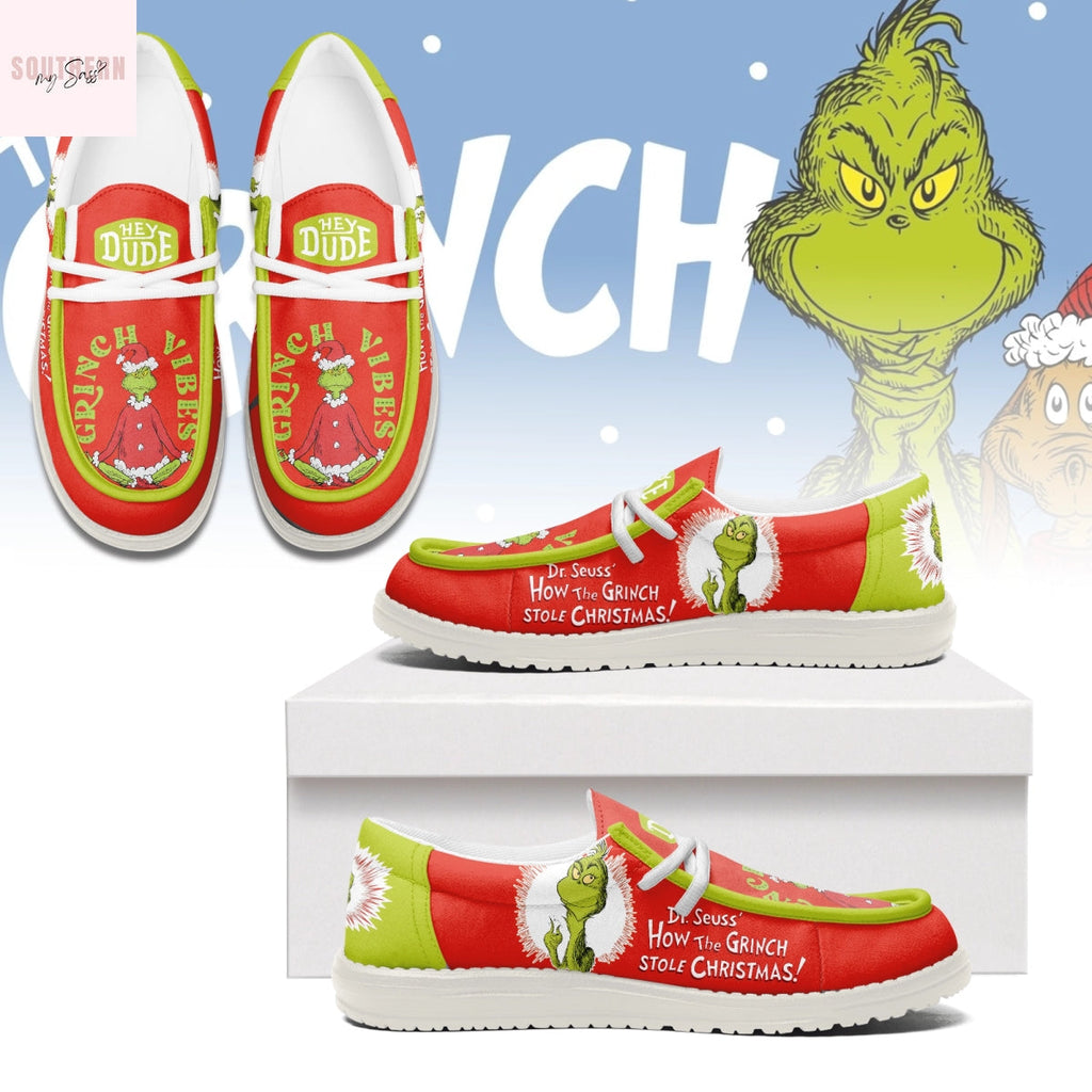 The Grinch Christmas Grinch Vibes Hey Dude Shoes