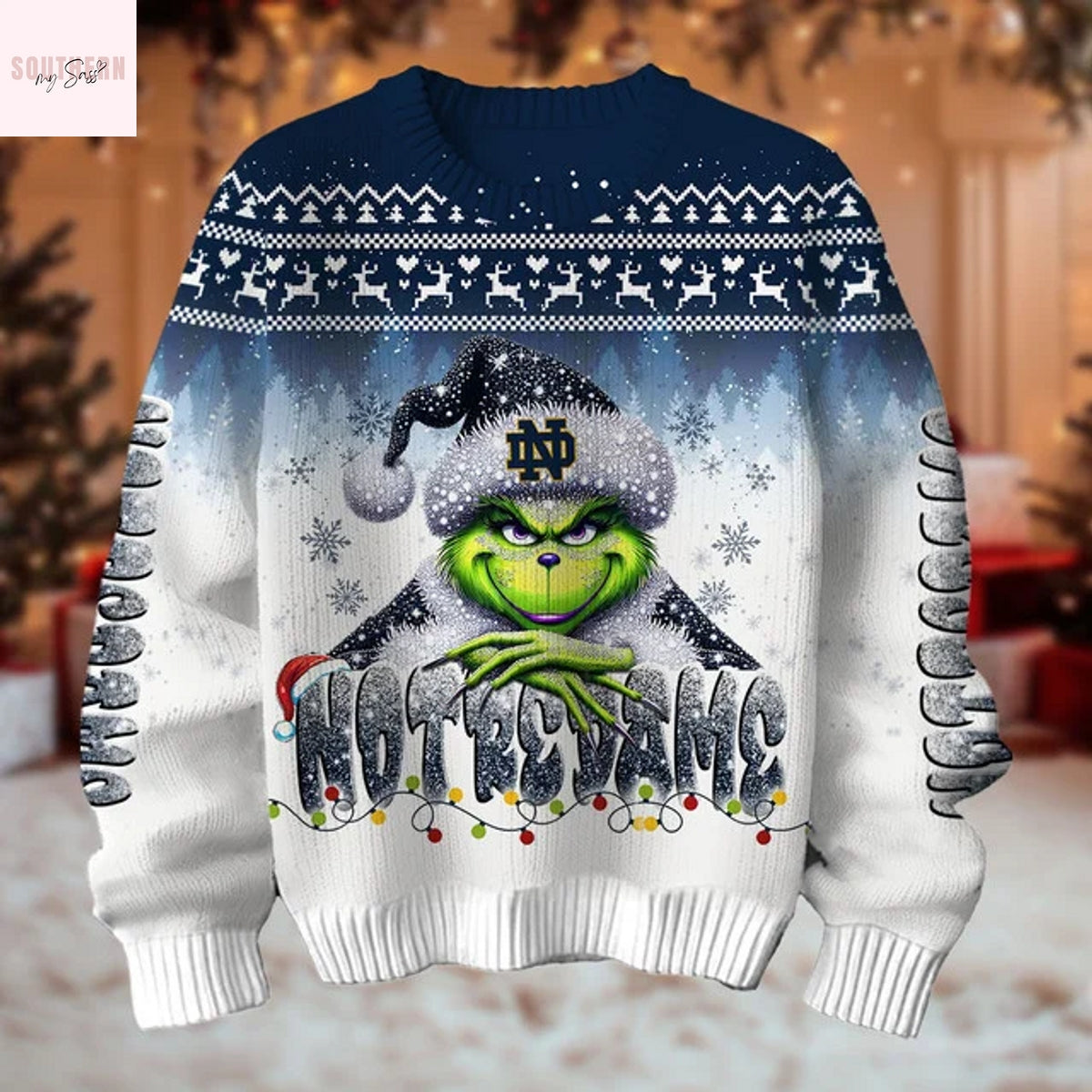 The Grinch x Notre Dame Fighting Irish Christmas Ugly Sweater