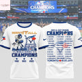 Toronto Blue Jays 2025 World Series Champions AL East Divison 3D T-Shirt – White