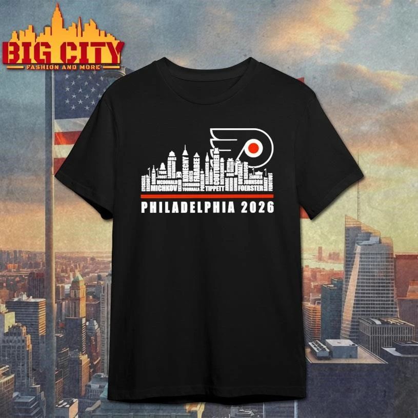 Philadelphia Flyers 2026 city skyline graphic shirt