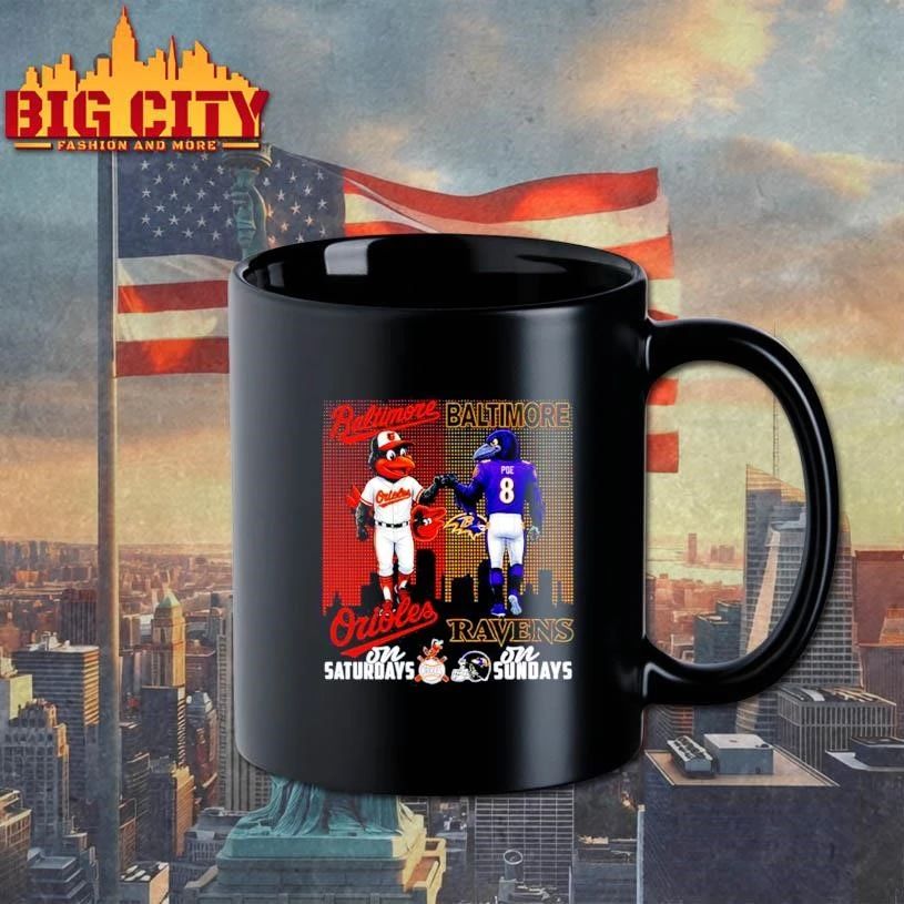 Baltimore Orioles on saturdays vs Baltimore Ravens on sundays city skyline Shirt