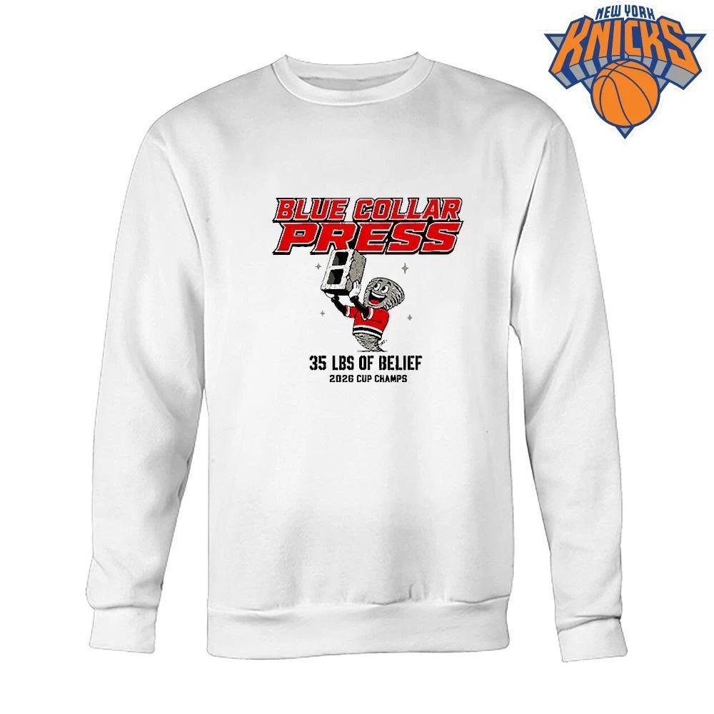 Blue Collar Press 35 Lbs Of Belief 2026 Cup Champs Tornado Shirt