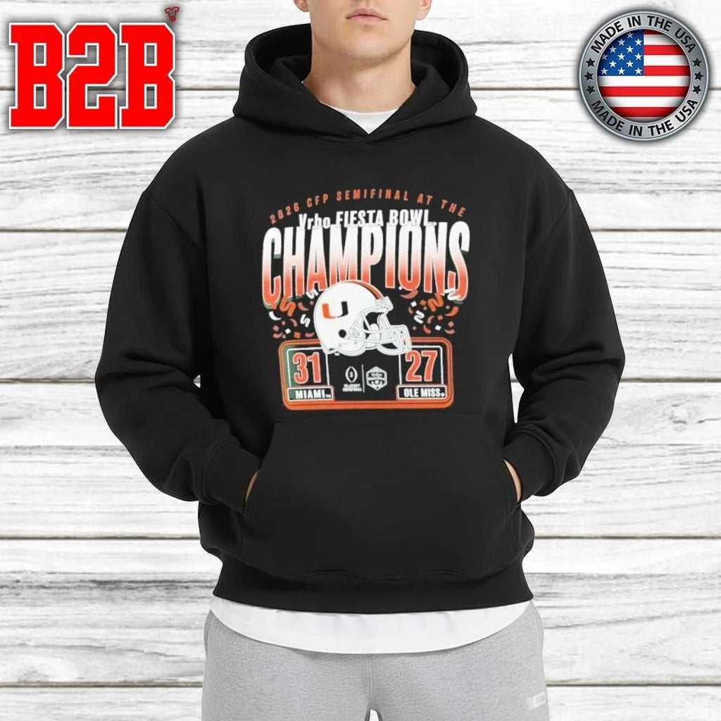 CFP Semifinal At The Vrbo Fiesta Bowl Champions Miami 31 win Ole Miss 27 Helmet Shirt