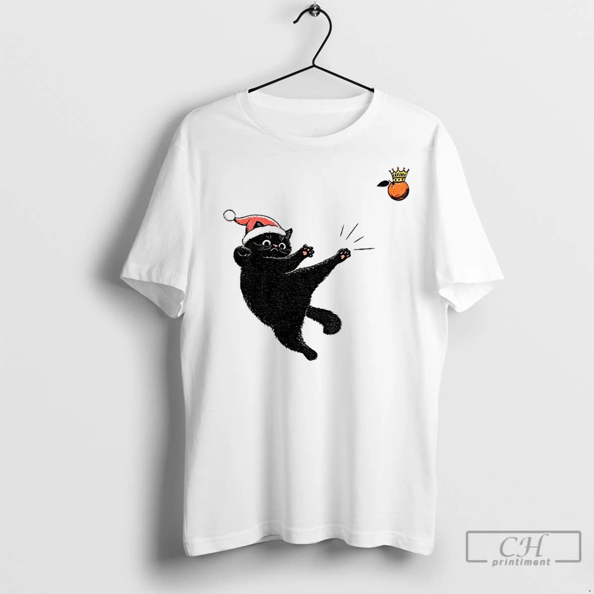 Classic Black Cat Santa Hat Kick Out Orange No Kings Christmas Anti Trump