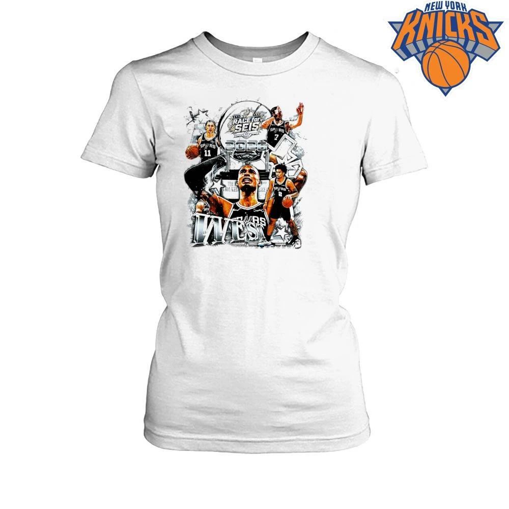 San Antonio Spurs Race for Seis 2026 Western Conference Basketball Shirt