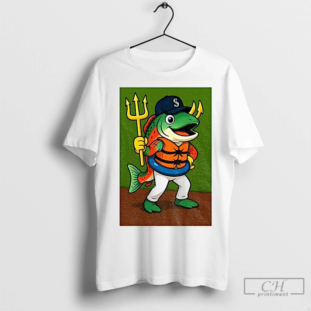 Classic Humpy Salmon Holding Trident Seattle Mariners New Mascot 2025