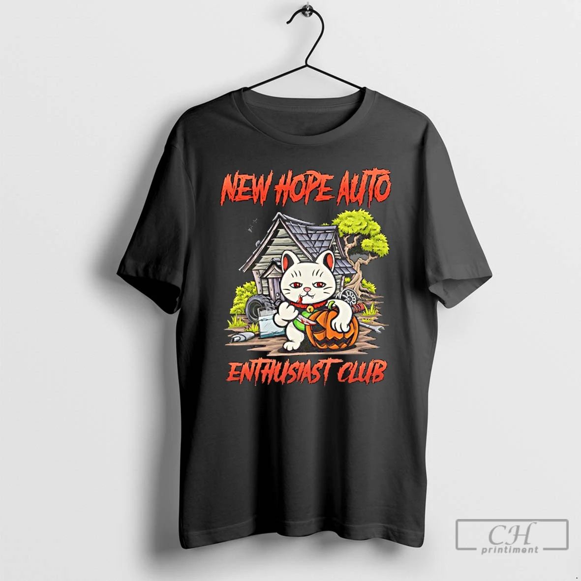 Premium Cat New Hope Auto Enthusiast Club Halloween T Shirts