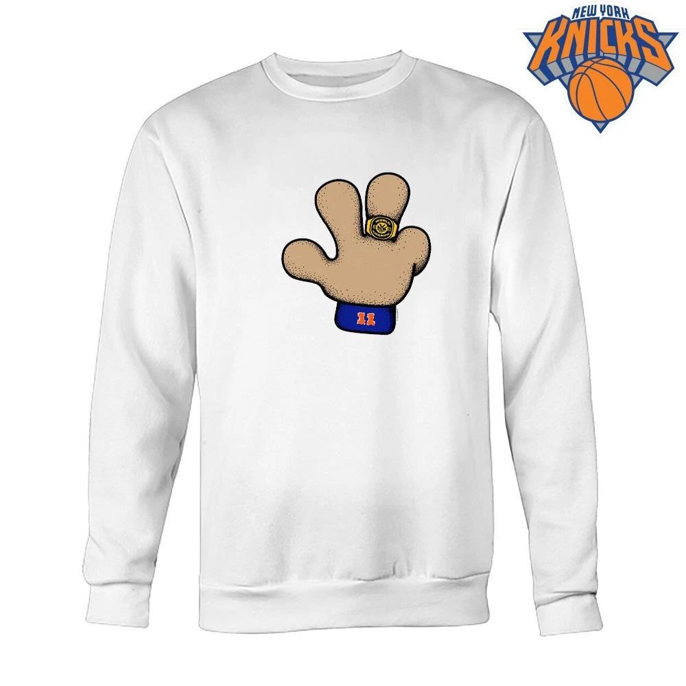 Cartoon Foam Hand With Championship Ring New York Basketball Fan Graphic Shirt