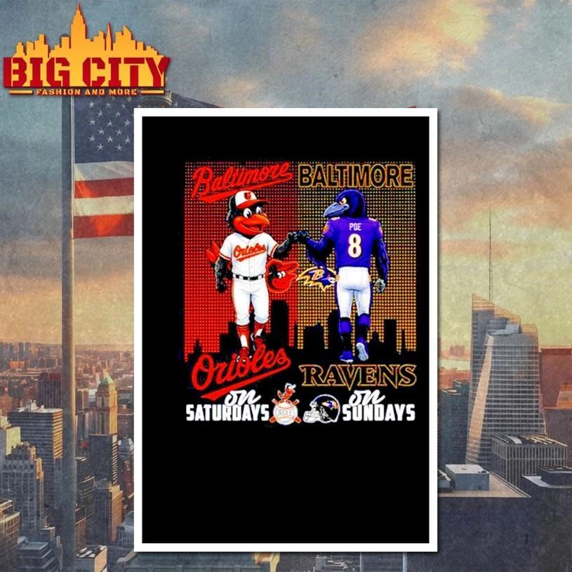 Baltimore Orioles on saturdays vs Baltimore Ravens on sundays city skyline Shirt