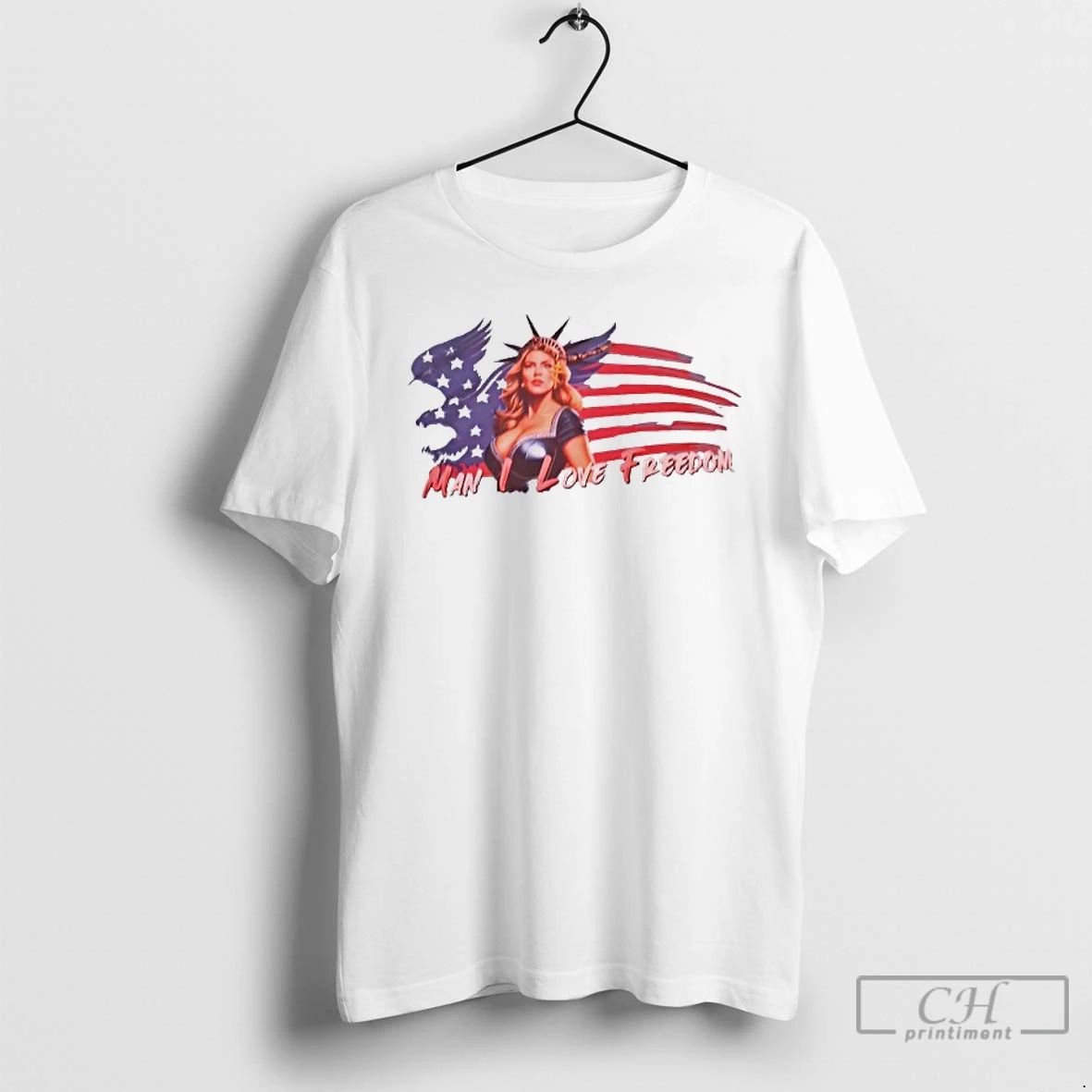 Premium Man I Love Freedom America Flag T Shirts