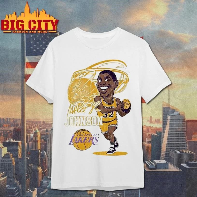 Magic Johnson Los Angeles Lakers NBA Signature Caricature Shirt