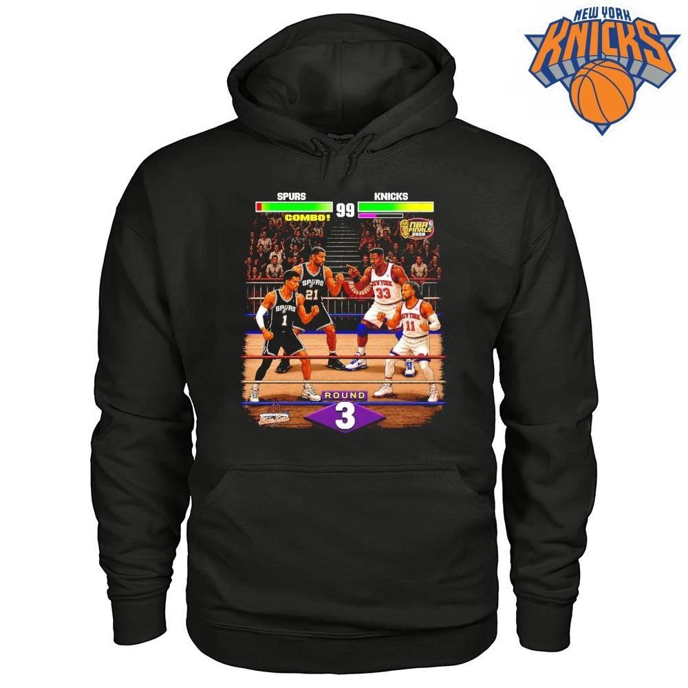 NBA Finals 2026 Spurs vs Knicks Retro Video Game Fighting Style T Shirt