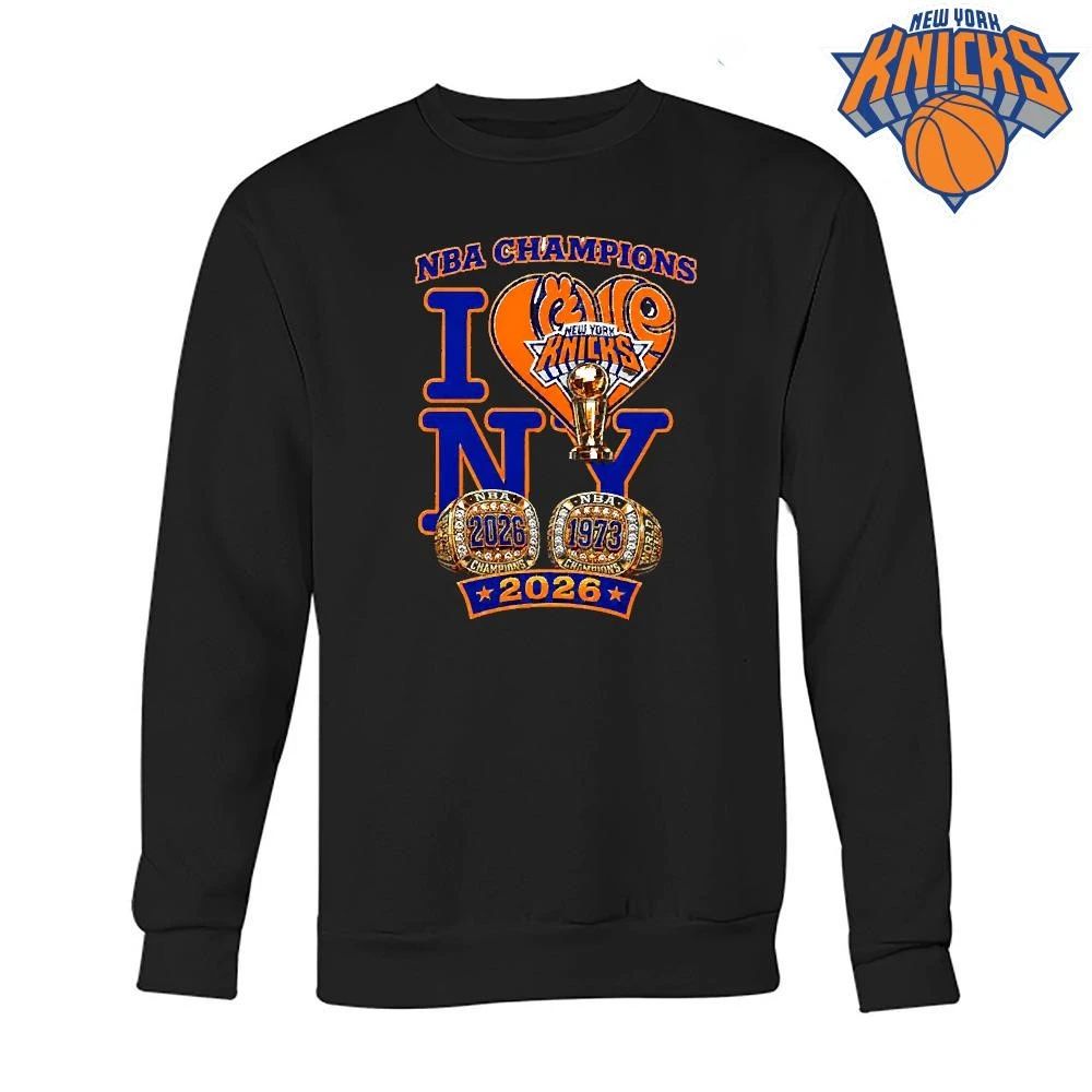 I Love NY NBA Champions 2026 Rings Graphic Black Shirt