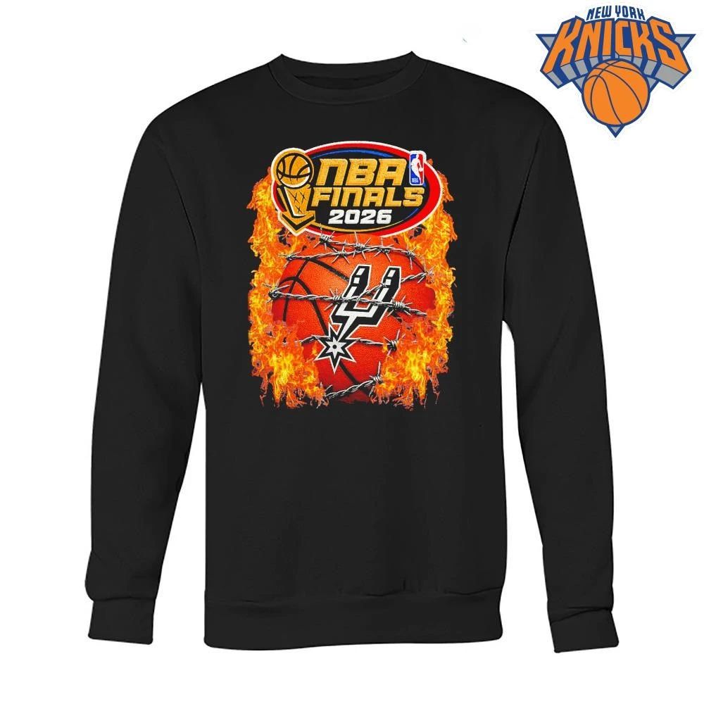 San Antonio Spurs Basketball on Fire with barbed wire NBA Finals 2026 Shirt