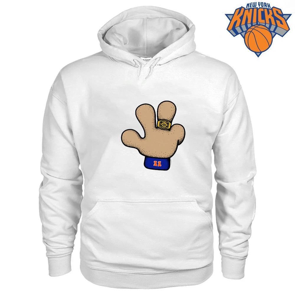 Cartoon Foam Hand With Championship Ring New York Basketball Fan Graphic Shirt