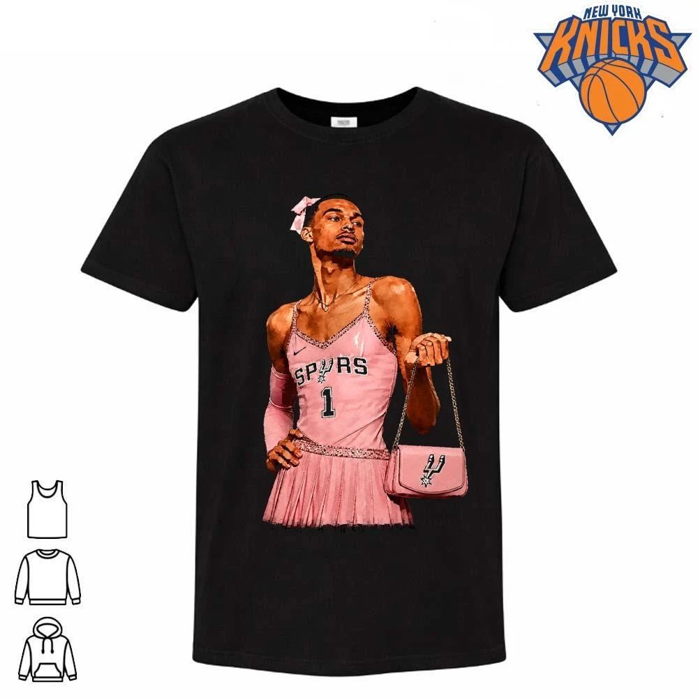 Victor Wembanyama San Antonio Spurs Pink Dress Black Shirt