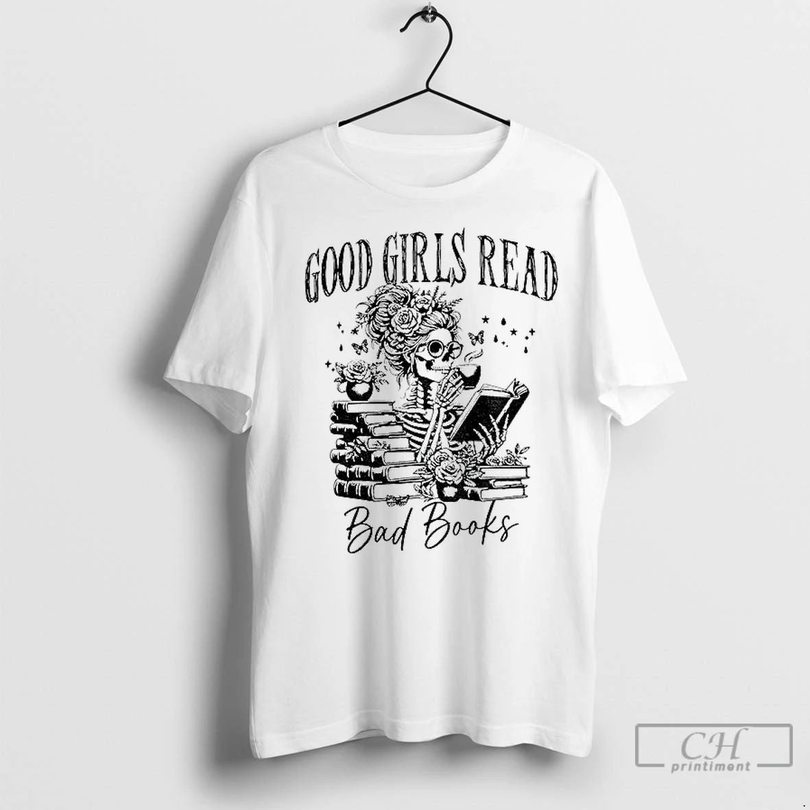 Classic Good Girls Read Bad Books Skeleton