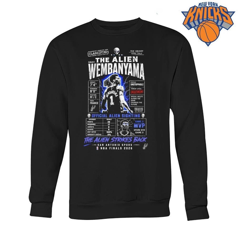 Victor Wembanyama Official Alien Sighting San Antonio Spurs Game 3 MVP NBA Finals 2026 Shirt