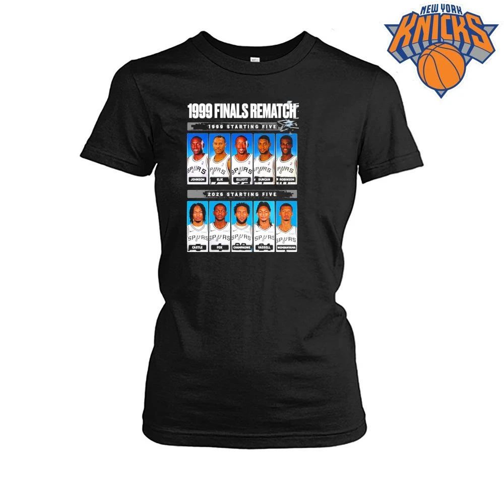 San Antonio Spurs 1999 vs 2026 Finals Rematch Starting Five Tim Duncan Victor Wembanyama Shirt