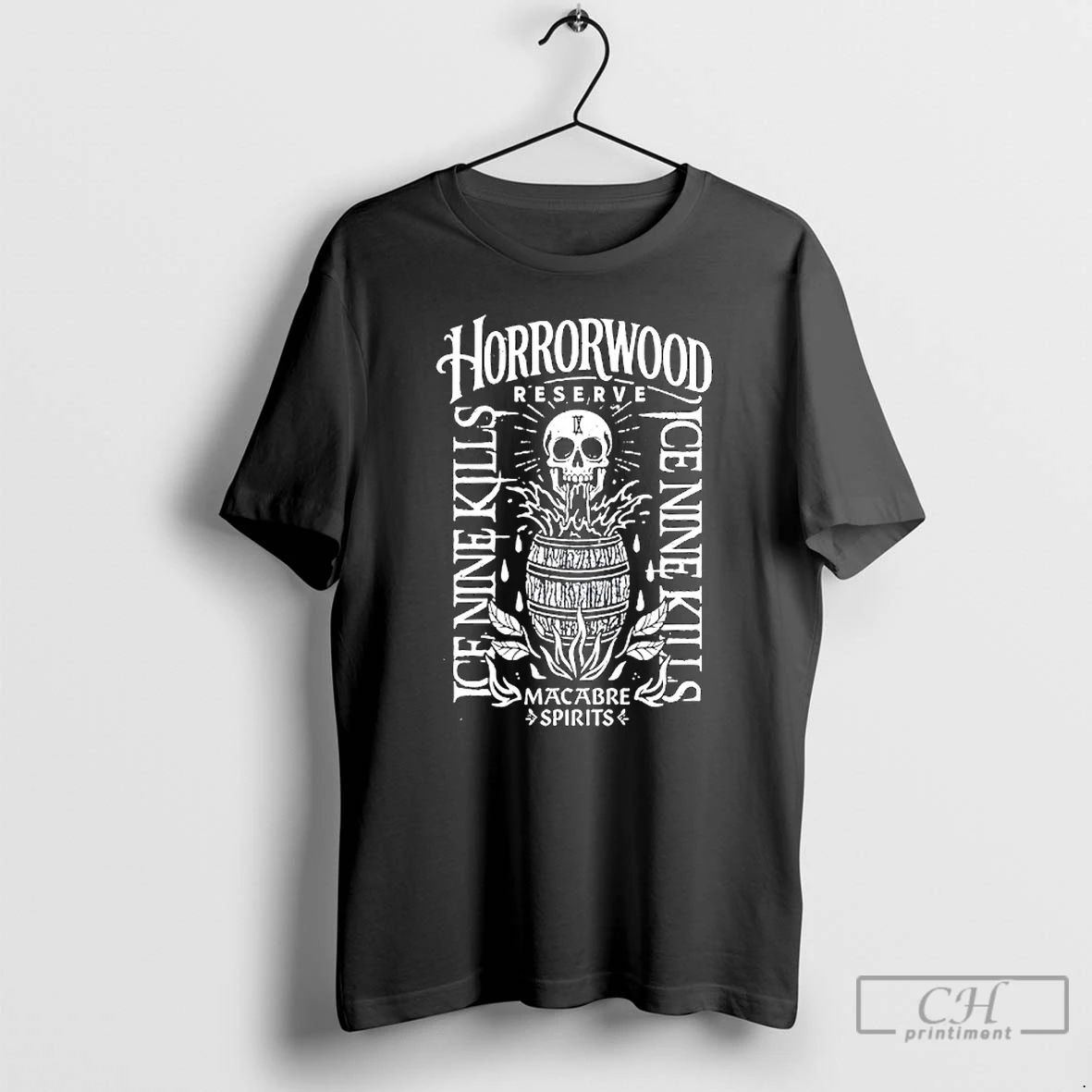 Premium Ice Nine Kills Horrorwood Reserve Macabre Spirits Skull T Shirts