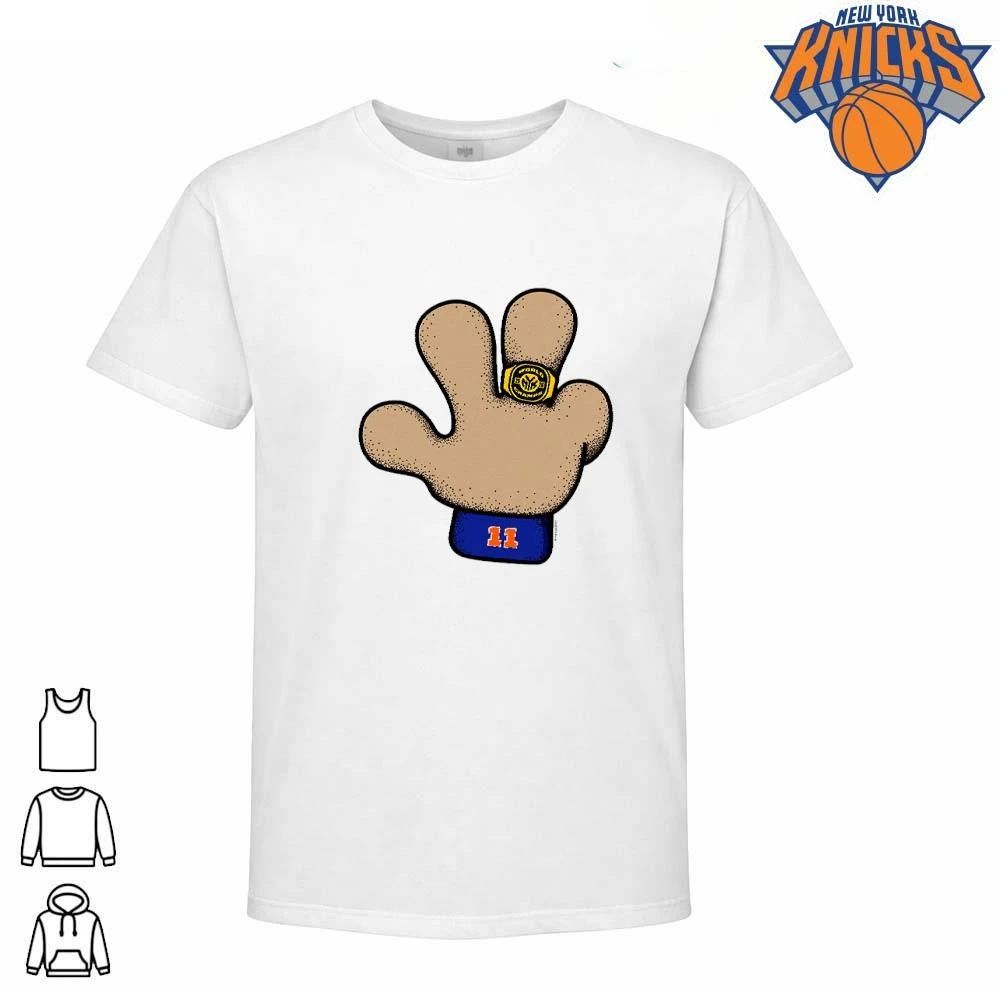 Cartoon Foam Hand With Championship Ring New York Basketball Fan Graphic Shirt