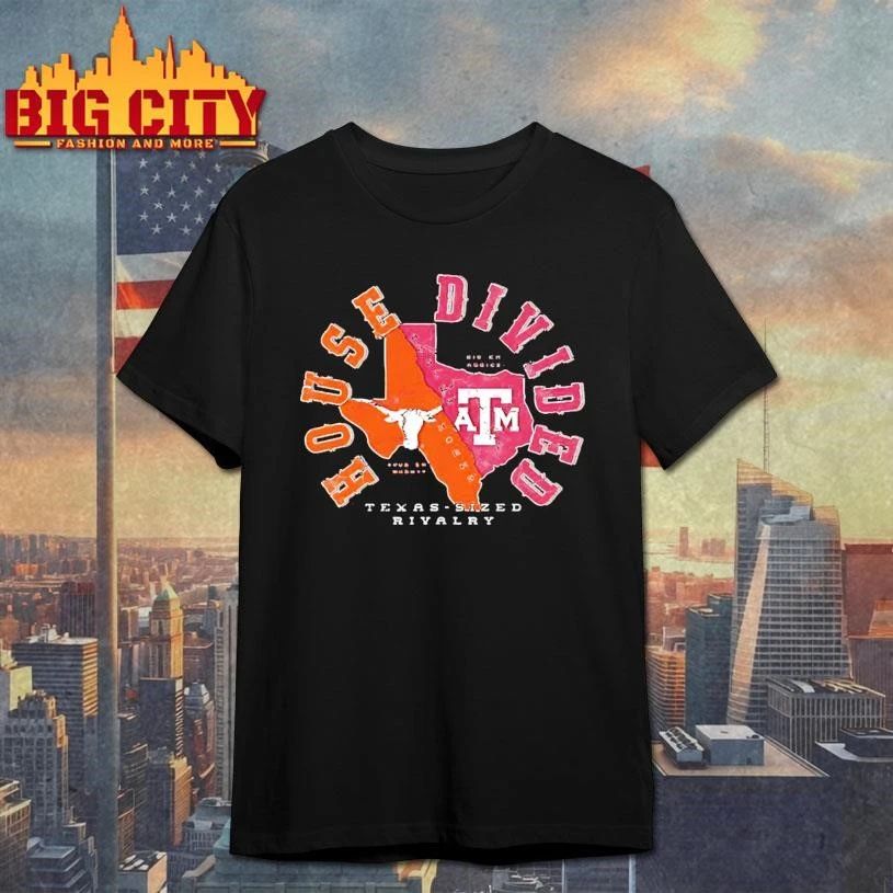 Funny Texas A&M and Texas House Divided State Gig Em Aggies vs Hoon Em Horn TShirt