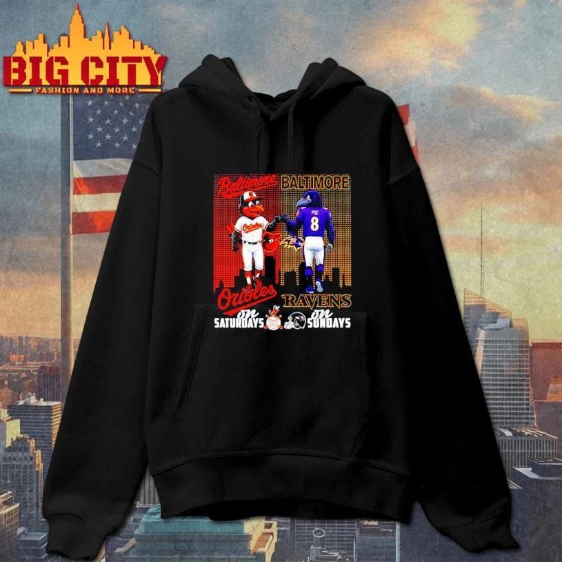 Baltimore Orioles on saturdays vs Baltimore Ravens on sundays city skyline Shirt