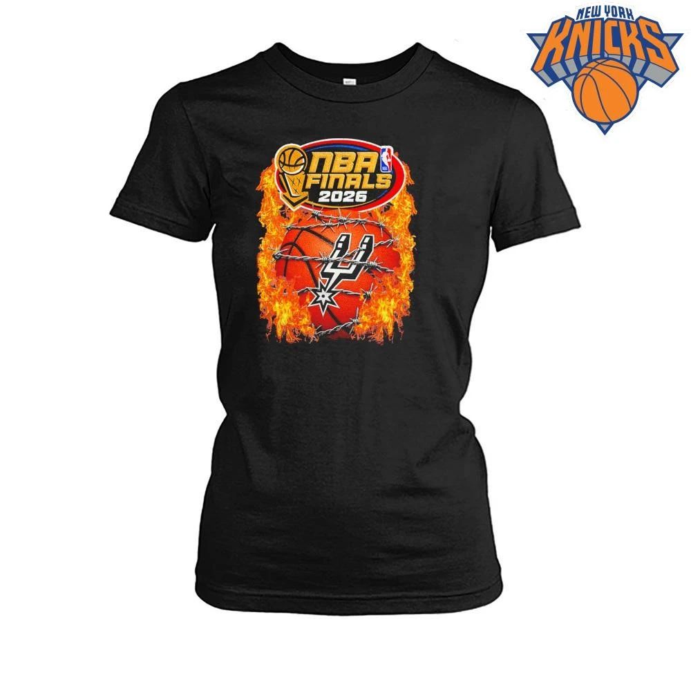 San Antonio Spurs Basketball on Fire with barbed wire NBA Finals 2026 Shirt